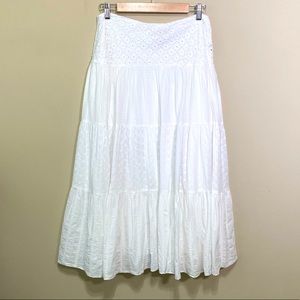 Ralph Lauren White Embroidered Full Skirt